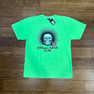 NEW Stussy Honolulu Skull Hawaii Lime Green Tee - Size Large